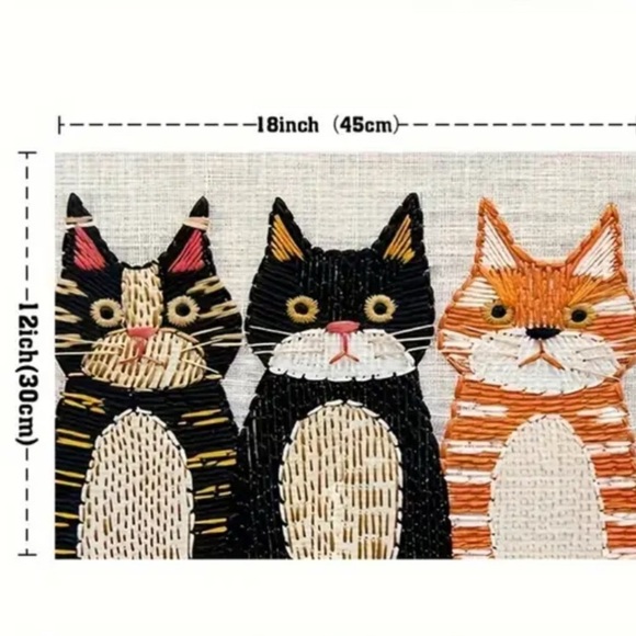 CATS Placemats (2) Woven Rustic Farmhouse Kitty Dining Room‎ Table Settings NEW - Picture 8 of 8